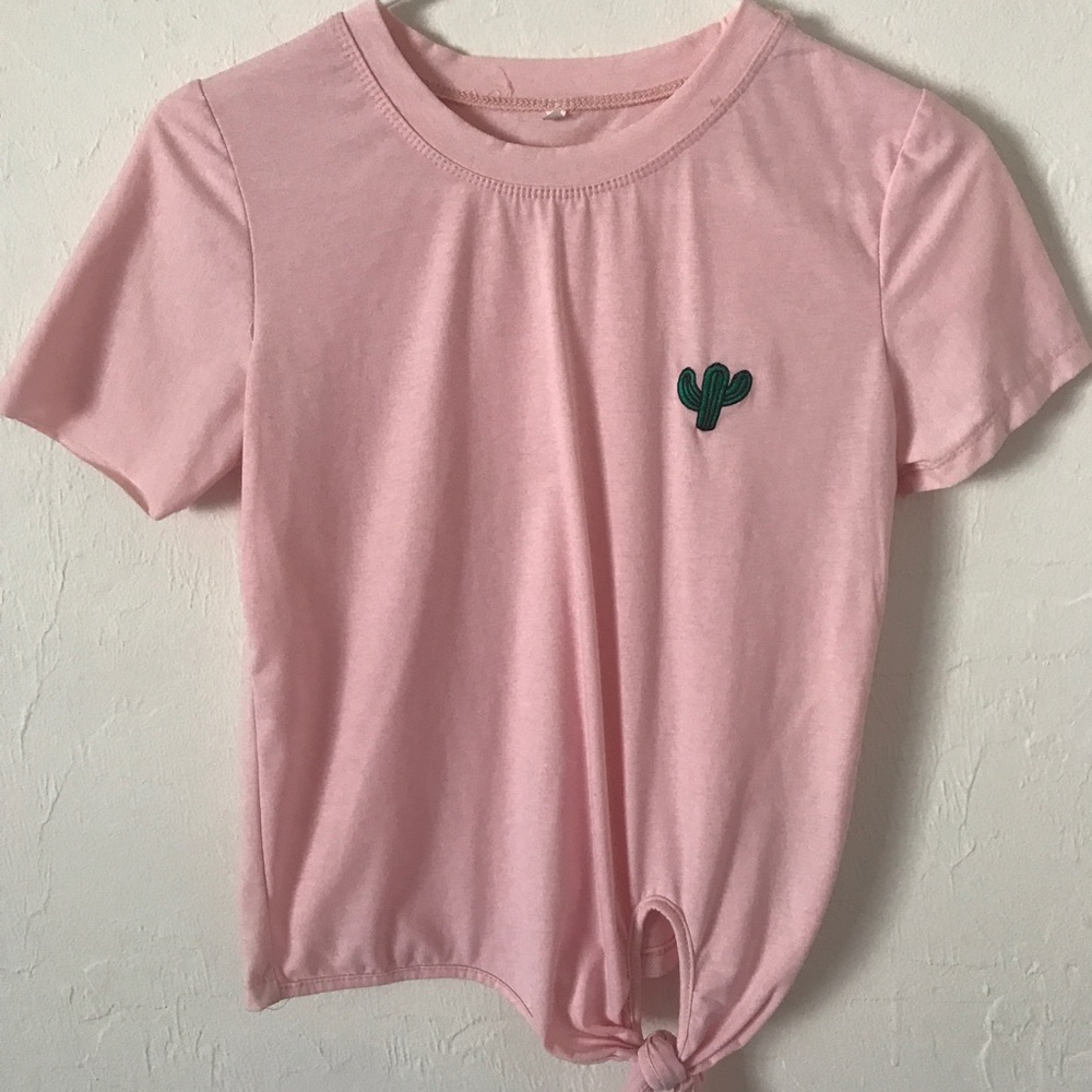 Pink cactus tie shirt